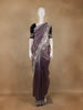 Dusty Purple Organza Saree With Sequin Embroidered Border And Velvet Blouse - Diadem