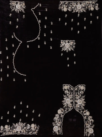 Dusty Purple Organza Saree With Sequin Embroidered Border And Velvet Blouse - Diadem