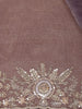 Dusty Purple Organza Saree With Sequin Embroidered Border And Velvet Blouse - Diadem