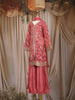 Dusty Rose Pink Embroidered Design Tissue Silk Kids Palazzo Suit