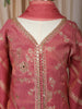 Dusty Rose Pink Embroidered Design Tissue Silk Kids Palazzo Suit
