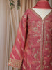 Dusty Rose Pink Embroidered Design Tissue Silk Kids Palazzo Suit