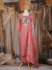 Dusty Rose Pink Floral Embroidered Design Cotton Straight Cut Salwar Suit