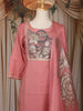 Dusty Rose Pink Floral Embroidered Design Cotton Straight Cut Salwar Suit