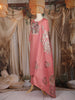 Dusty Rose Pink Floral Embroidered Design Cotton Straight Cut Salwar Suit