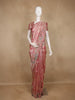 Dusty Rose Pink Floral Woven Design Banarasi Saree with Peacock Embroidered Design Border