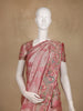 Dusty Rose Pink Floral Woven Design Banarasi Saree with Peacock Embroidered Design Border