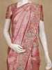 Dusty Rose Pink Floral Woven Design Banarasi Saree with Peacock Embroidered Design Border