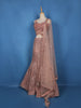 Dusty Rose Pink Geometric Sequins Embroidered Mermaid Net Lehenga With Dupatta
