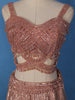 Dusty Rose Pink Geometric Sequins Embroidered Mermaid Net Lehenga With Dupatta