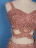Dusty Rose Pink Geometric Sequins Embroidered Mermaid Net Lehenga With Dupatta