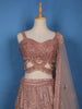 Dusty Rose Pink Geometric Sequins Embroidered Mermaid Net Lehenga With Dupatta