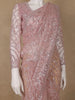 Dusty Rose Pink Heavy Sequin Embroidered Net Saree - Diadem