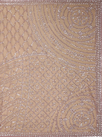 Dusty Rose Pink Heavy Sequin Embroidered Net Saree - Diadem