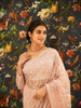 Dusty Rose Pink Heavy Sequin Embroidered Net Saree - Diadem