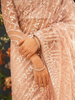 Dusty Rose Pink Heavy Sequin Embroidered Net Saree - Diadem