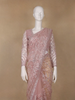 Dusty Rose Pink Heavy Sequin Embroidered Net Saree - Diadem