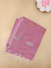 Dusty Rose Pink Leaf Butta Woven Design Cotton Saree