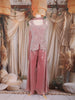 Dusty Rose Pink Sequins Design Organza Palazzo Suit with Choker Dupatta