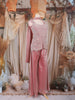 Dusty Rose Pink Sequins Design Organza Palazzo Suit with Choker Dupatta