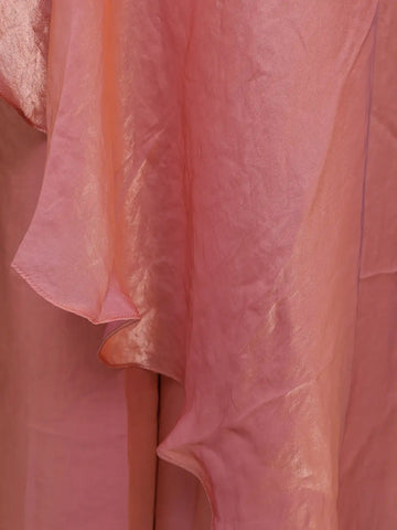 Dusty Rose Pink Solid Design Organza Palazzo Suit - Diadem