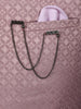 Dusty Mauve Textured Jacquard Men's Suit with Chain Brooch Detailing - Diadem