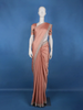 Dusty Peach Stone Embellishment Satin Saree - Diadem