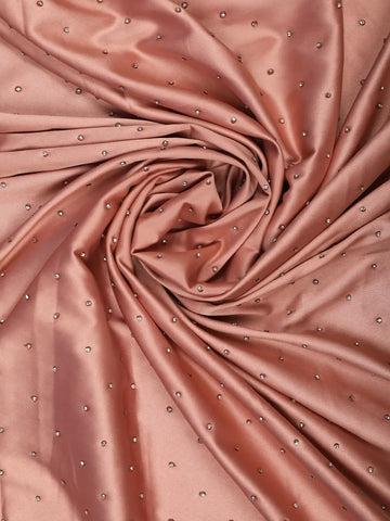 Dusty Peach Stone Embellishment Satin Saree - Diadem