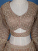 Dusty Rose Gold Floral Motif Embroidery Bridal Net Lehenga Set - Diadem
