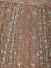 Dusty Rose Gold Floral Motif Embroidery Bridal Net Lehenga Set - Diadem