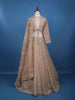 Dusty Rose Gold Floral Motif Embroidery Bridal Net Lehenga Set - Diadem