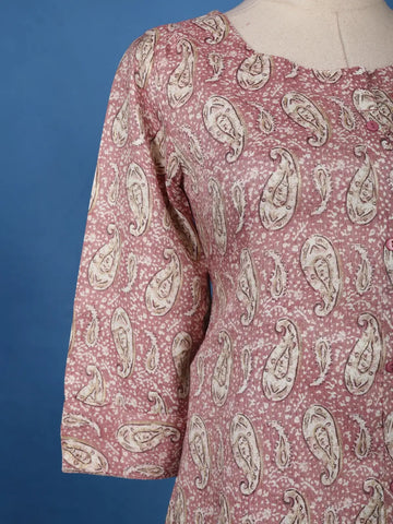 Dusty Rose Paisley Printed Cotton Salwar Suit - Diadem