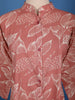 Dusty Rose Pink A-Line Leaf Printed Cotton Kurti - Diadem