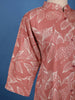 Dusty Rose Pink A-Line Leaf Printed Cotton Kurti - Diadem