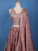 Dusty Rose Sequin Embroidered Crushed Silk Lehenga with Dupatta - Diadem