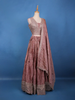 Dusty Rose Sequin Embroidered Crushed Silk Lehenga with Dupatta - Diadem
