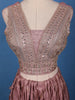 Dusty Rose Sequin Embroidered Crushed Silk Lehenga with Dupatta - Diadem