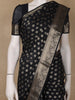 Elegant Black Floral Zari Woven Chiffon Silk Saree - Diadem