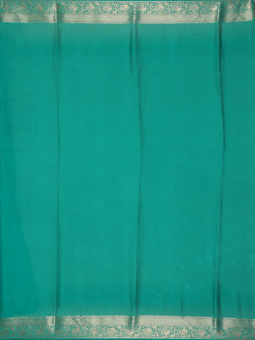 Emerald Green Antique Gold Zari Work Chiffon Silk Saree - Diadem