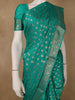 Emerald Green Antique Gold Zari Work Chiffon Silk Saree - Diadem