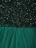 Emerald Green Sequins Embroidered Design Net Gown With Sheer Cape Sleeves