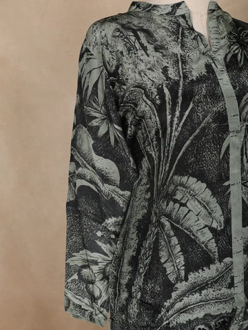 Fern Green Floral Design Printed Cotton Salwar Suit - Diadem