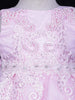 Light Pink Net Frock Embellished with Floral Laces and Pearl Beads - Diadem