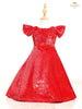 Scarlet Red Gown Embellished in Full Sequins with Flower Design - Diadem