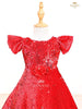 Scarlet Red Gown Embellished in Full Sequins with Flower Design - Diadem