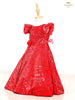 Scarlet Red Gown Embellished in Full Sequins with Flower Design - Diadem