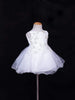 White Net Frock Adorned with Floral Laces and Pearl Beads - Diadem