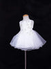 White Net Frock Adorned with Floral Laces and Pearl Beads - Diadem