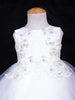 White Net Frock Adorned with Floral Laces and Pearl Beads - Diadem