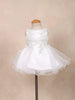 White Net Kids Frock Embellished with Floral Threadwork Embroidery and Stones - Diadem